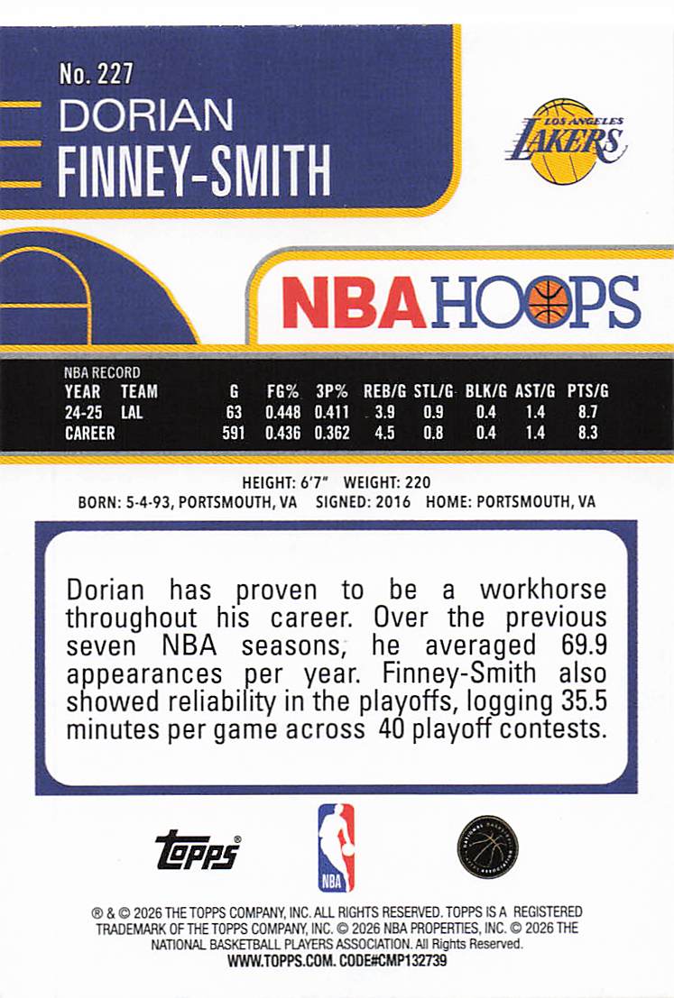 2025-26 Hoops Basketball Dorian Finney-Smith #227