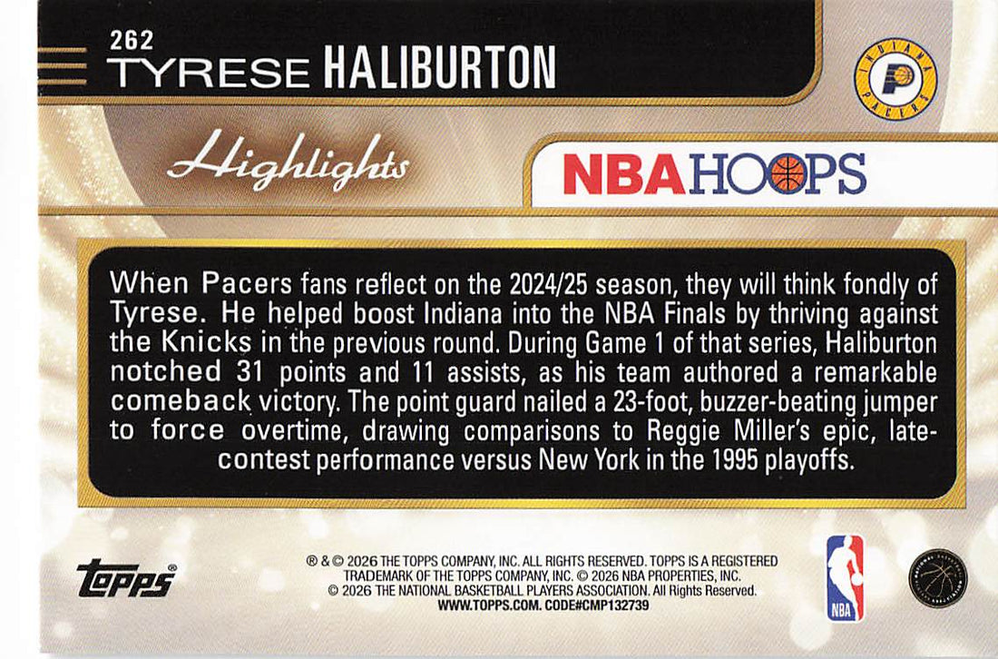 2025-26 Hoops Basketball Tyrese Haliburton #262