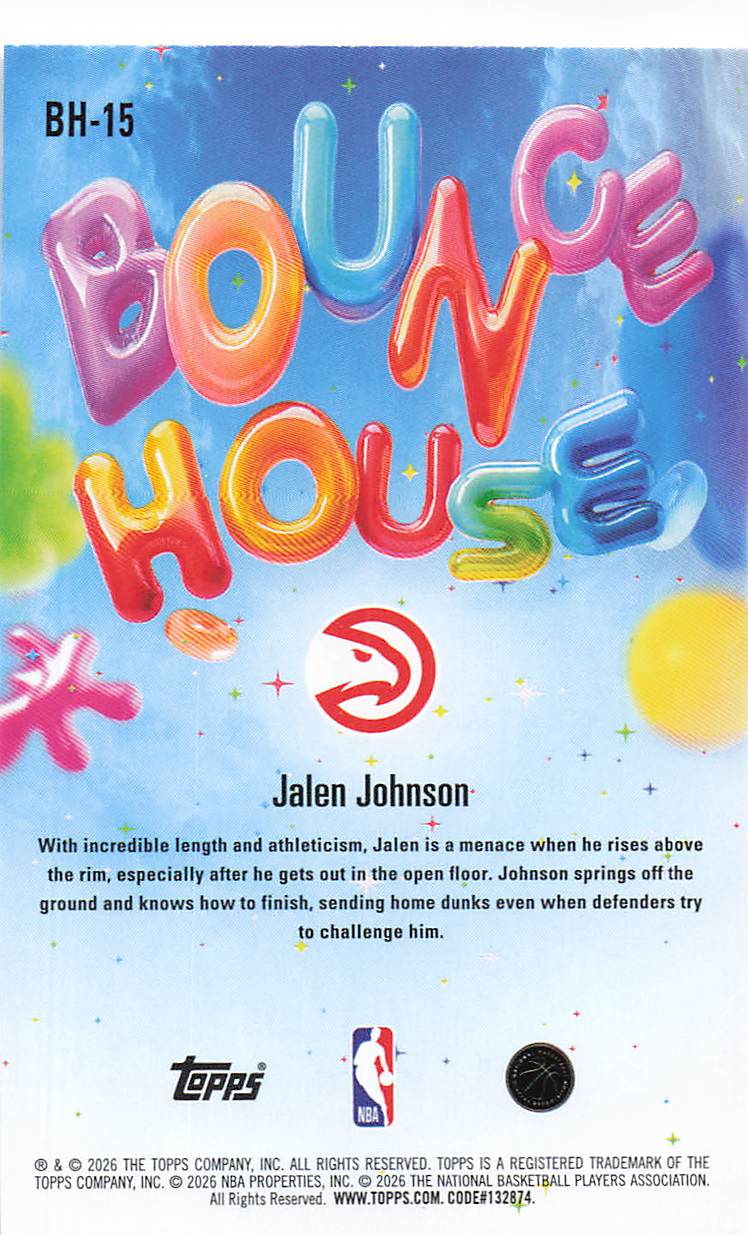 2025-26 Hoops Basketball Bounce House Jalen Johnson #BH-15