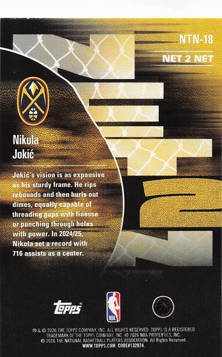 2025-26 Hoops Basketball Net 2 Net Green Hoops Nikola Joki? #NTN-18