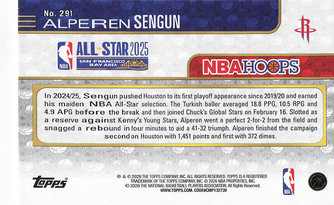 2025-26 Hoops Basketball Pixel Burst Alperen Sengun #291