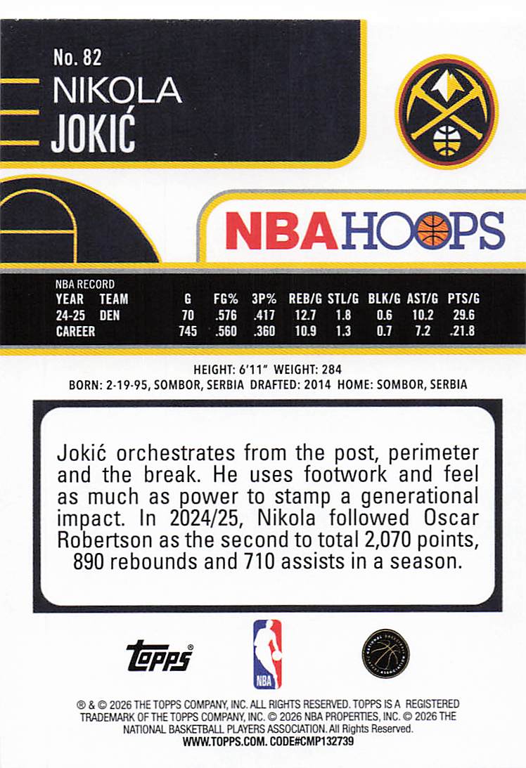 2021-22 Panini Select Basketball Nikola Jokic #82