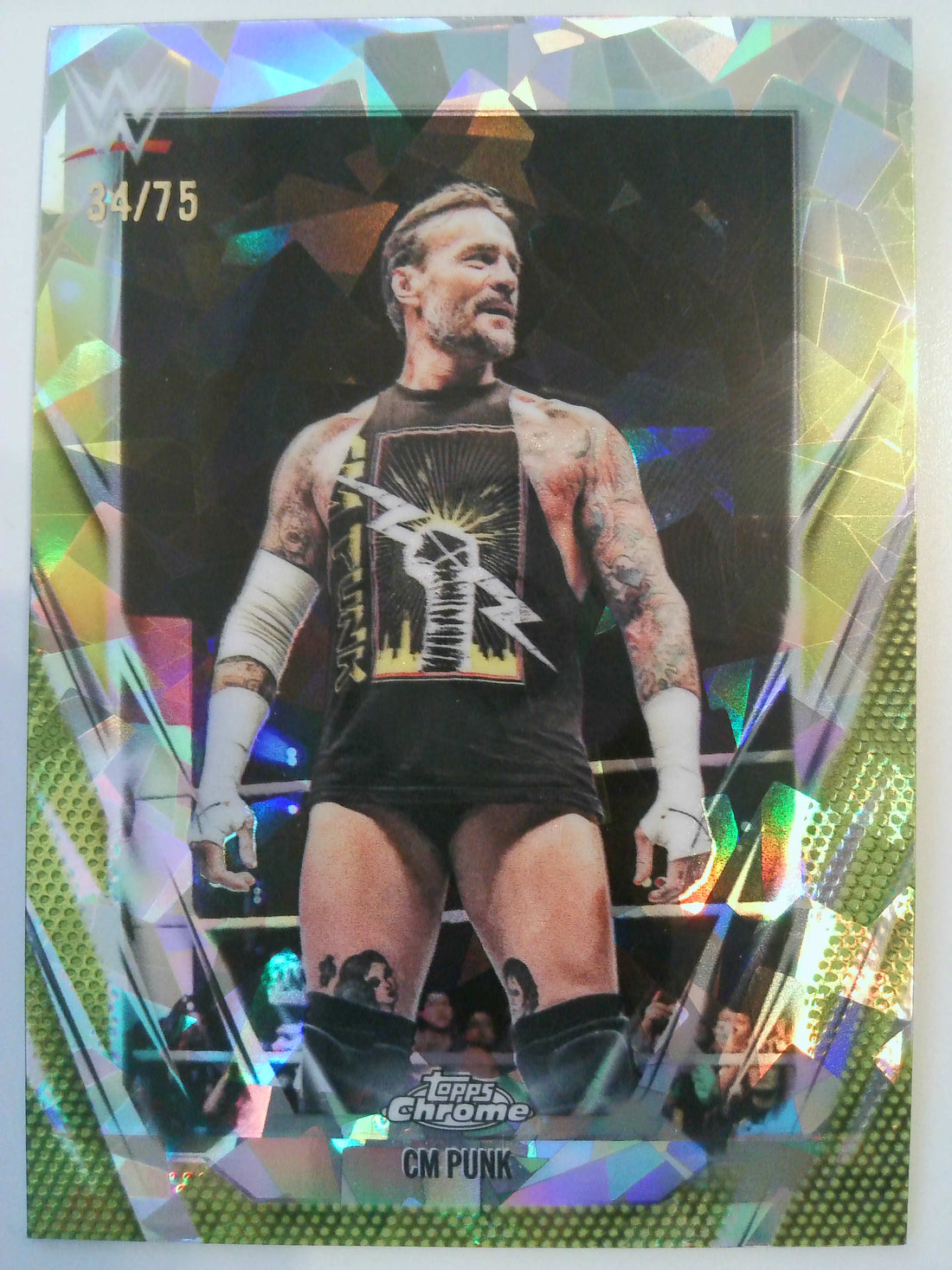 2026 Topps Chrome Sapphire Edition WWE Wrestling Yellow 34/75 CM Punk #49