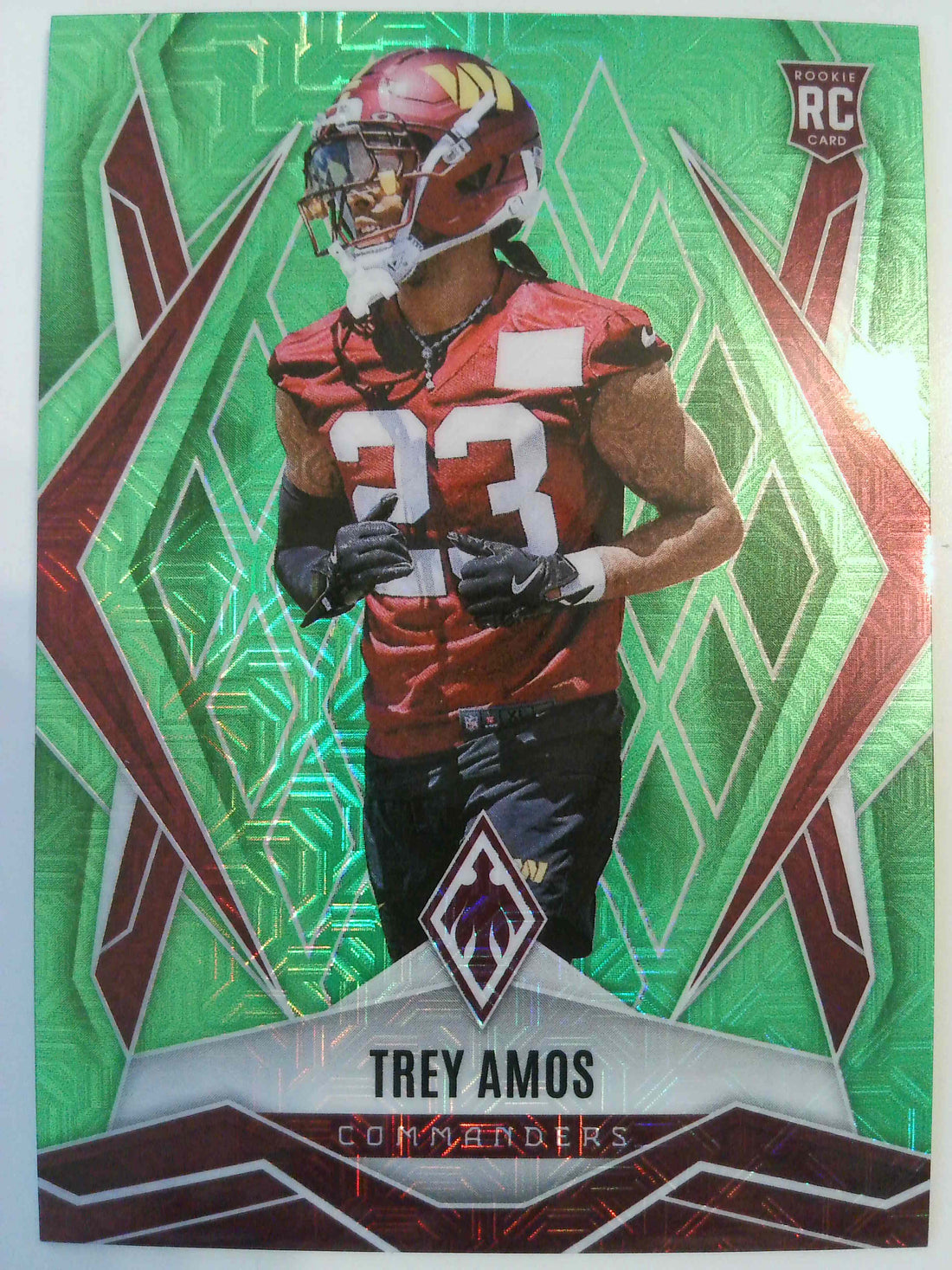 2025 Panini Phoenix Football Lime Green Mojo Prizm 03/75 Trey Amos #213 Rookie