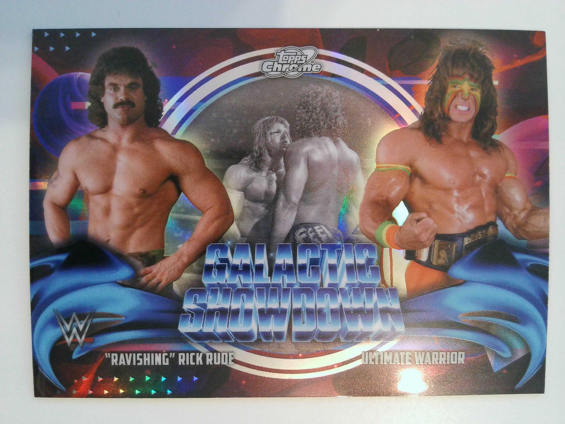 2026 Chrome Cosmic WWE Galactic Showdown Rick Rude / Ultimate Warrior #GS-17