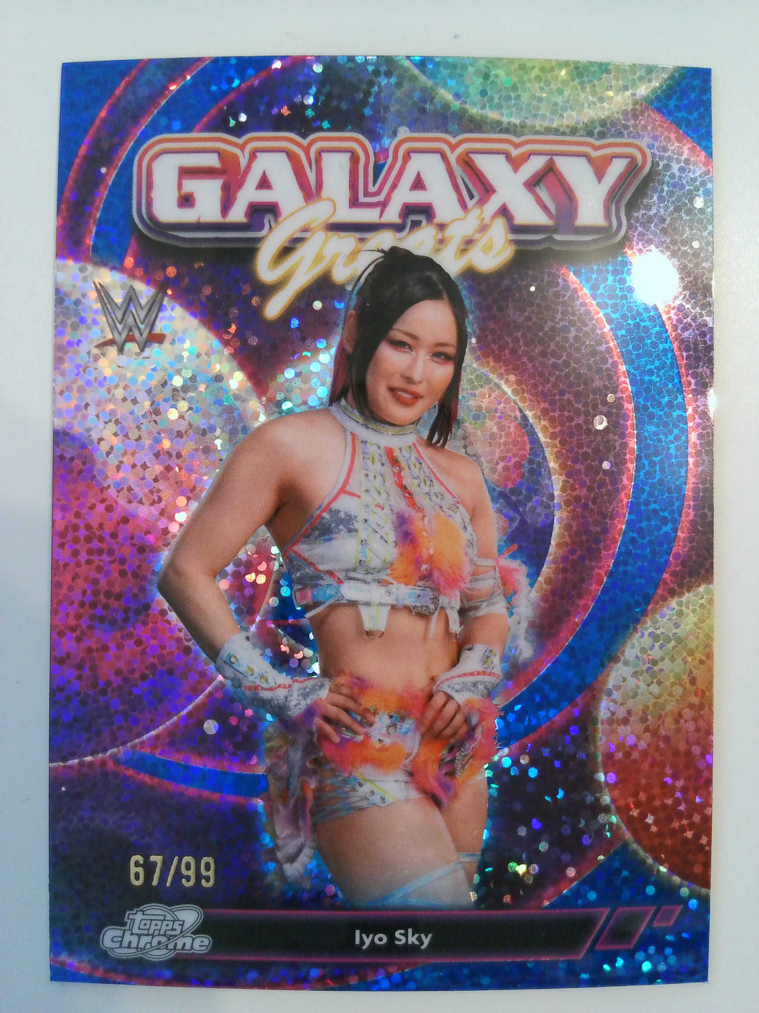 2026 Chrome Cosmic WWE Galaxy Greats Blue Moon Refractor 67/99 Iyo Sky #GG-28