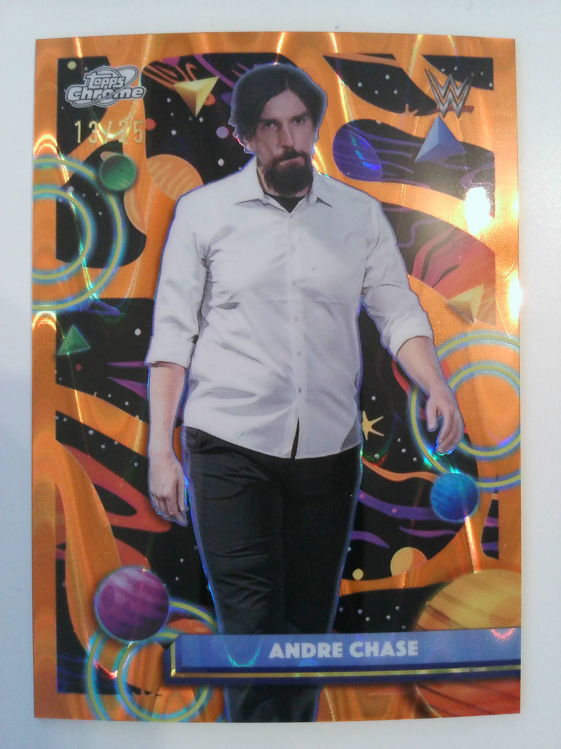 2026 Chrome Cosmic WWE Orange Galactic Refractor 13/25 Andre Chase #155