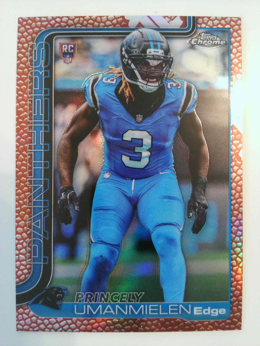 2025 Topps Chrome Football Leather Refractor Princely Umanmielen #377 RC