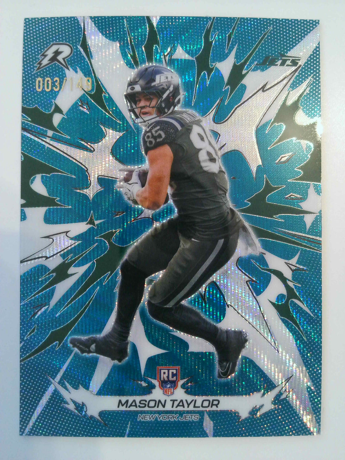 2025 Topps Resurgence Football Teal Surge Refractor 003/149 Mason Taylor #173