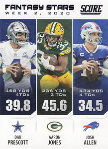 2021 Score Football Fantasy Stars Showcase 025/100 Jones / Prescott / Allen #FS2