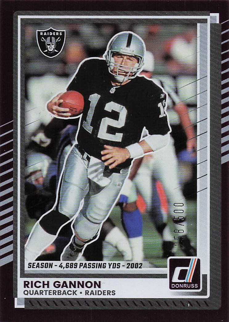 2025 Donruss Football Season Stat Line 258/500 Rich Gannon #201
