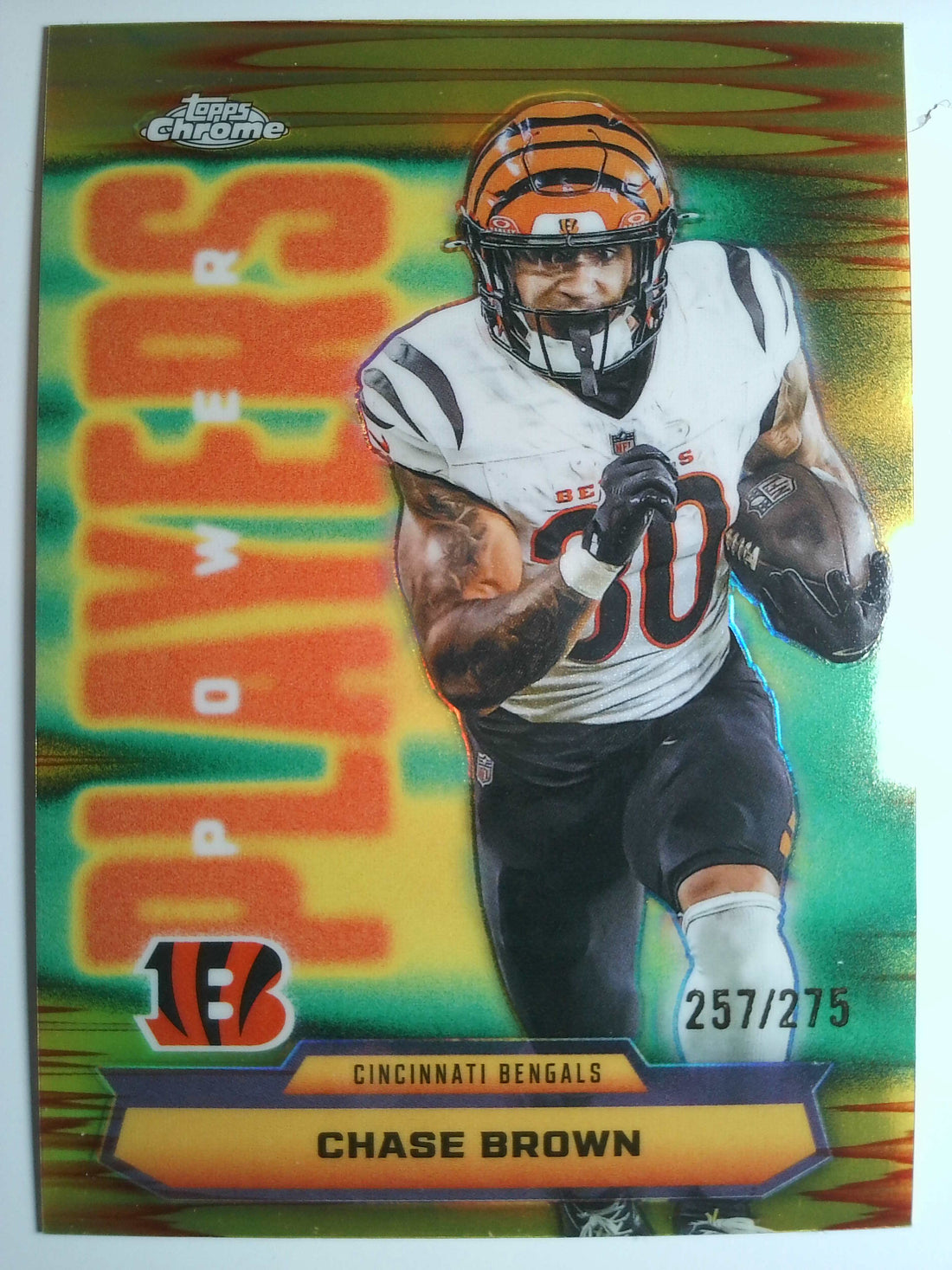 2025 Topps Chrome Power Players Yellow Refractor 257/275 Chase Brown #PP-19