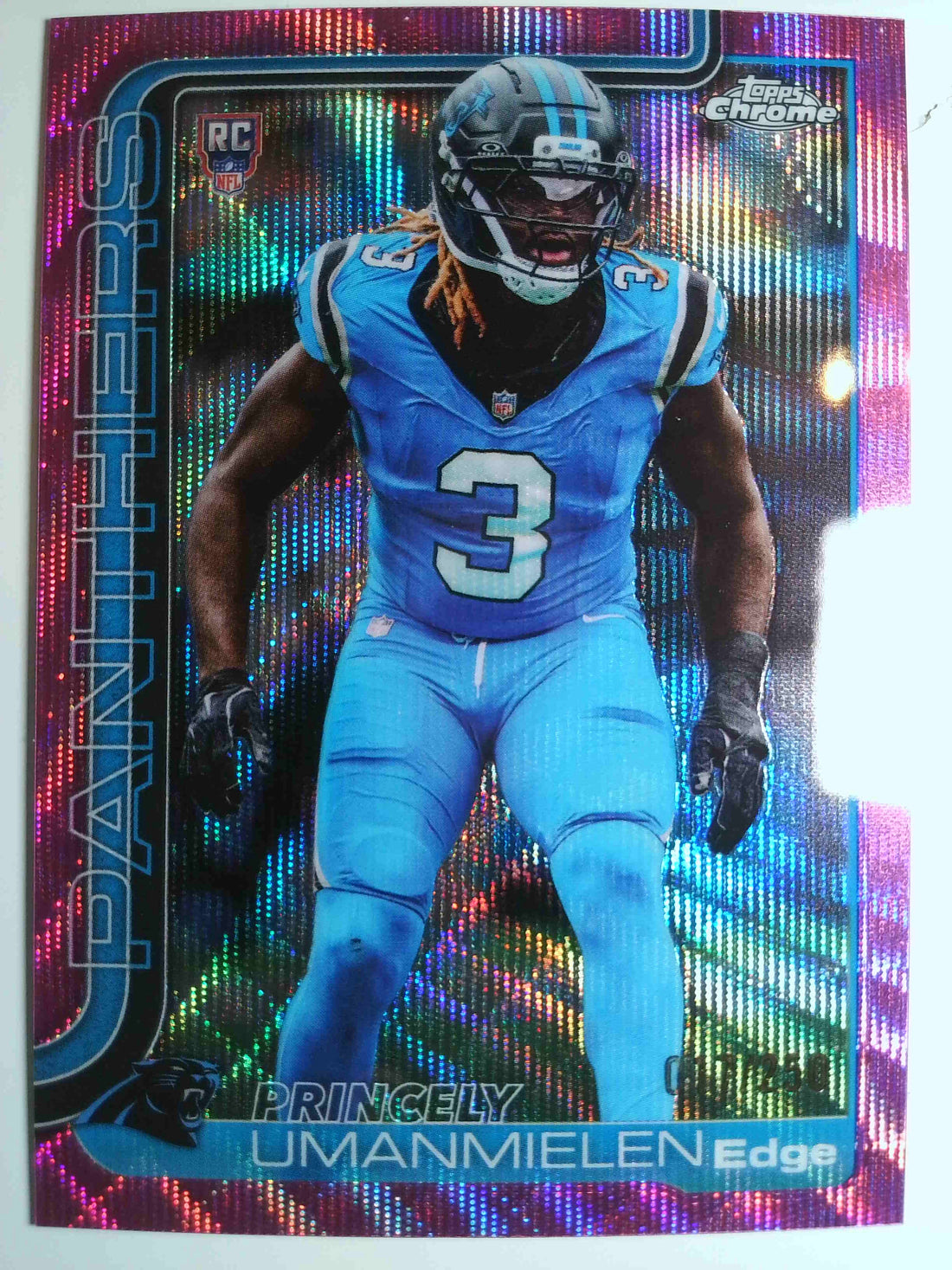 2025 Topps Chrome Pink Wave Refractor 017/250 Princely Umanmielen #377 RC