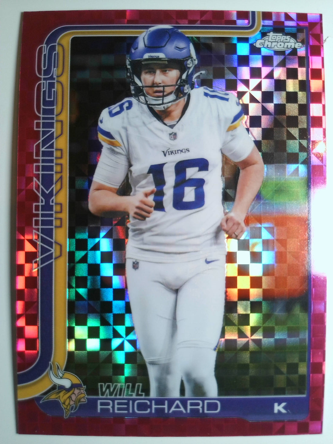 2025 Topps Chrome Football Hot Pink X-Fractor Will Reichard #203