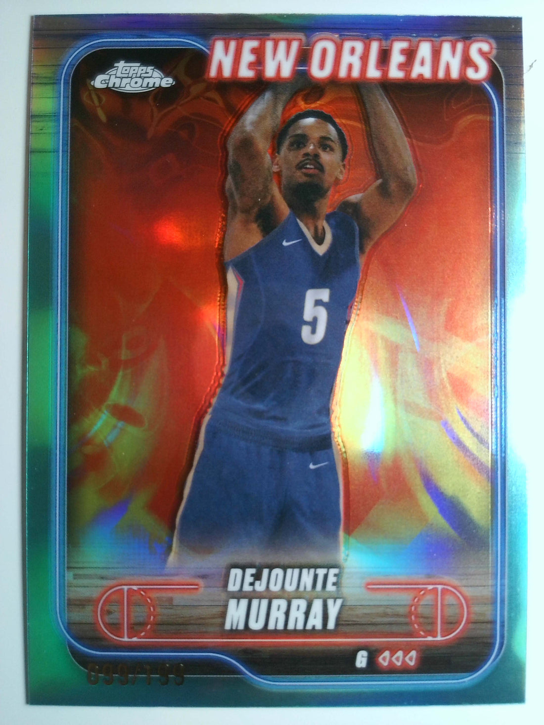 2024-25 Topps Chrome Basketball Aqua Refractor 099/199 Dejounte Murray #73