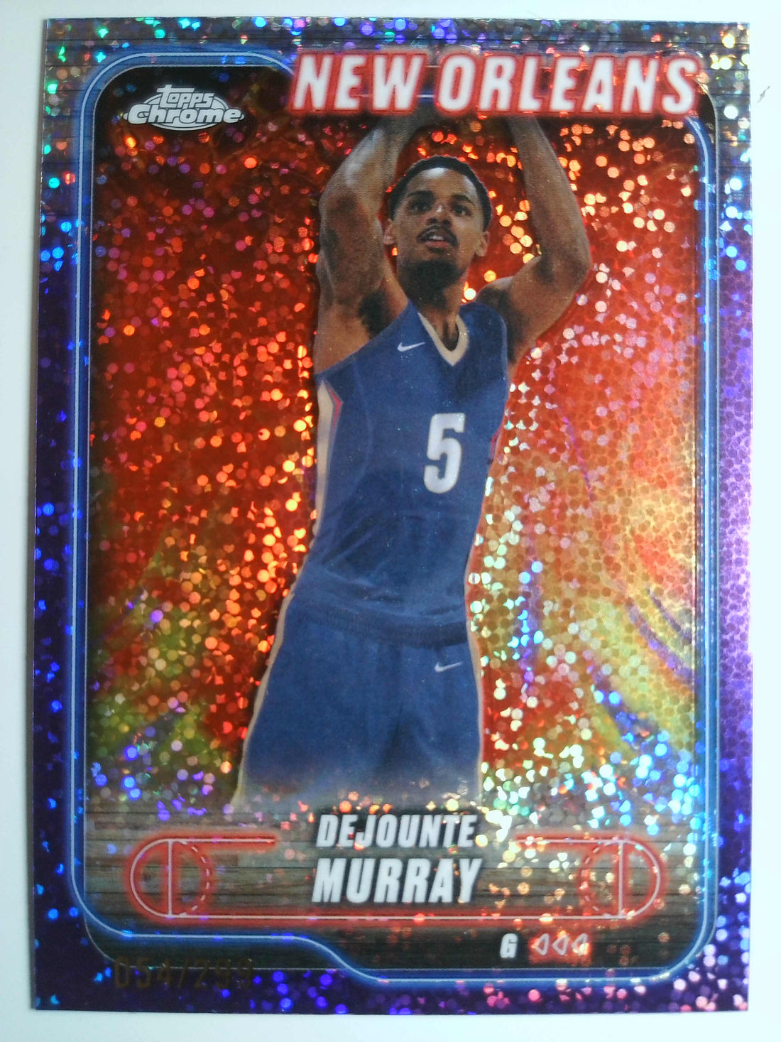 2024-25 Topps Chrome Purple Speckle Refractor 054/299 Dejounte Murray #73