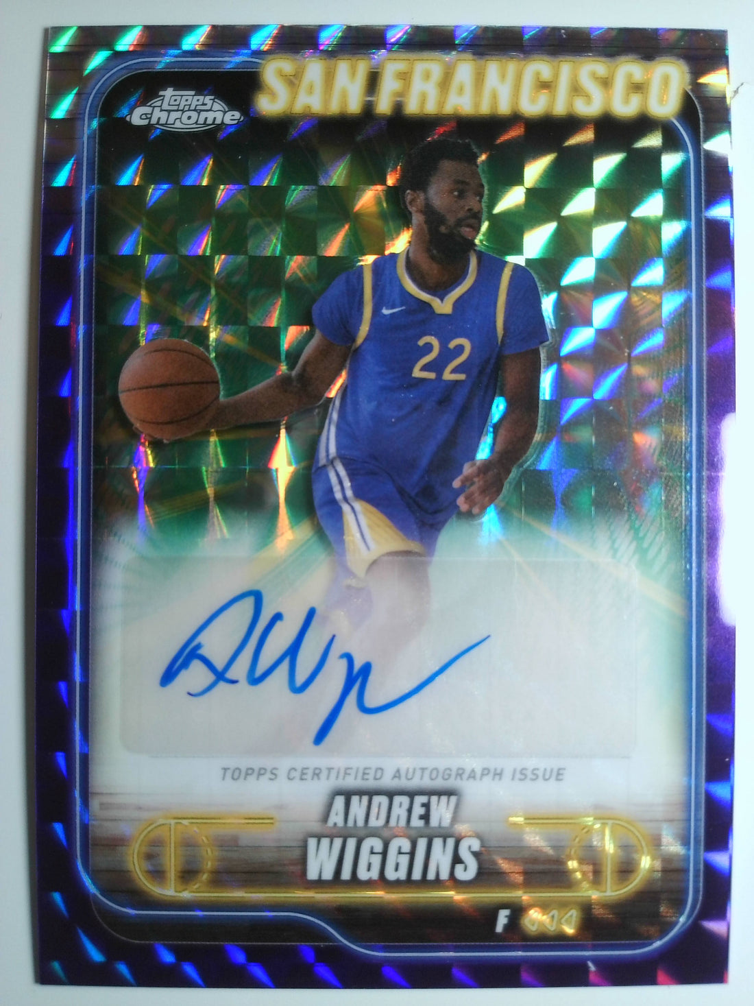2024-25 Chrome Autographs Purple Geometric Refractor Andrew Wiggins #TCA-AW