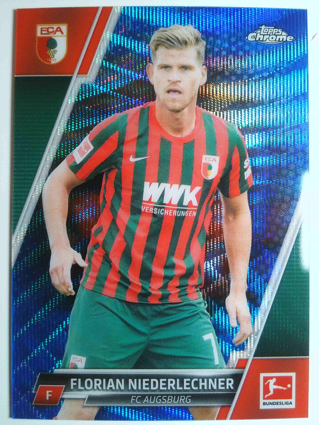 2021-22 Chrome Bundesliga Blue Refractors 052/150  Florian Niederlechner #6