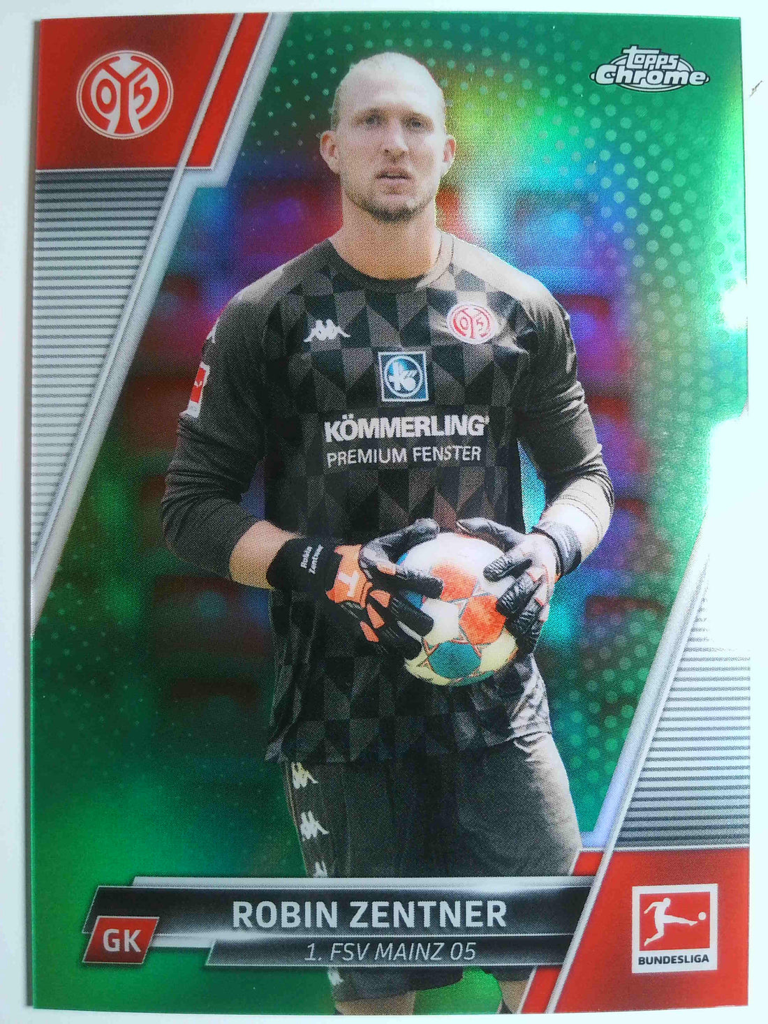 2021-22 Topps Chrome Bundesliga Soccer Green Refractors 38/99 Robin Zentner #72