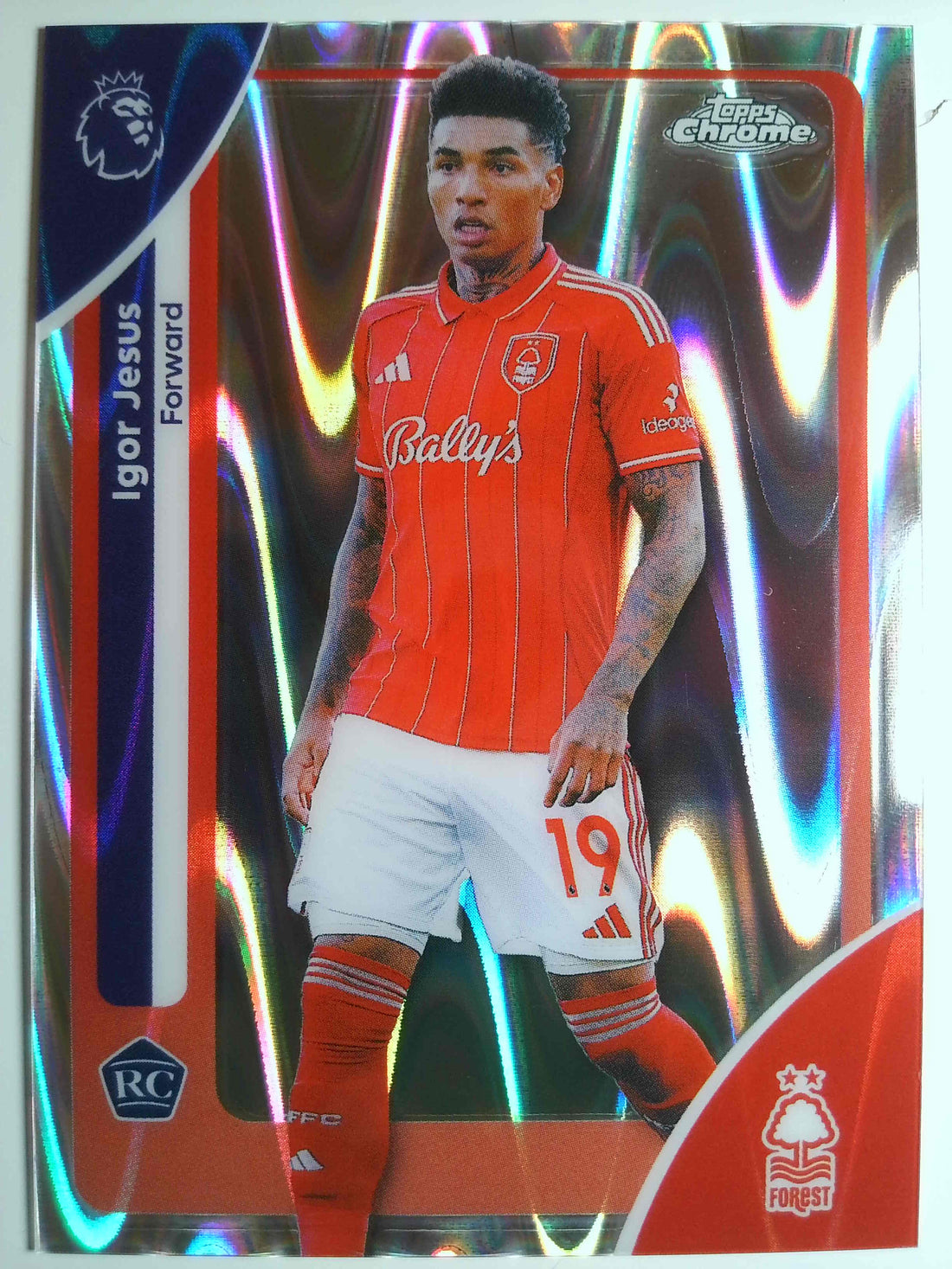 2025-26 Topps Chrome Premier League Soccer RayWave Refractor Igor Jesus #151 RC