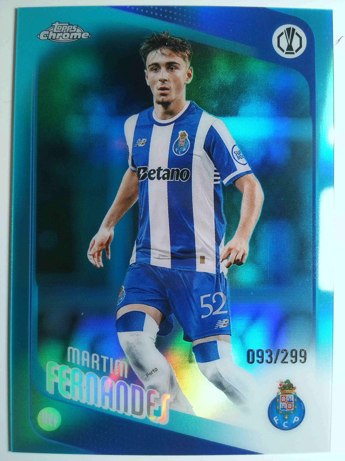 2025-26 Chrome UEFA Club Teal Refractor 093/299 Martim Fernandes #62