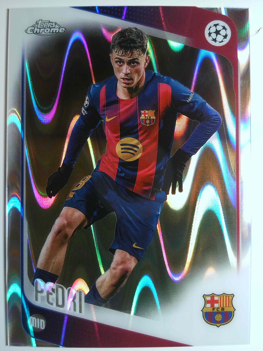 2025-26 Topps Chrome UEFA Club Competitions Soccer Raywave Refractor Pedri #196
