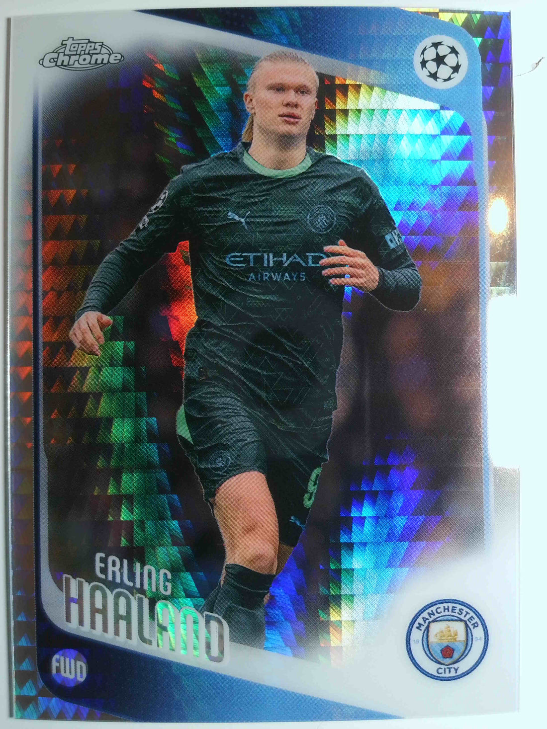 2025-26 Topps Chrome UEFA Club Competitions Prism Refractor Erling Haaland #181