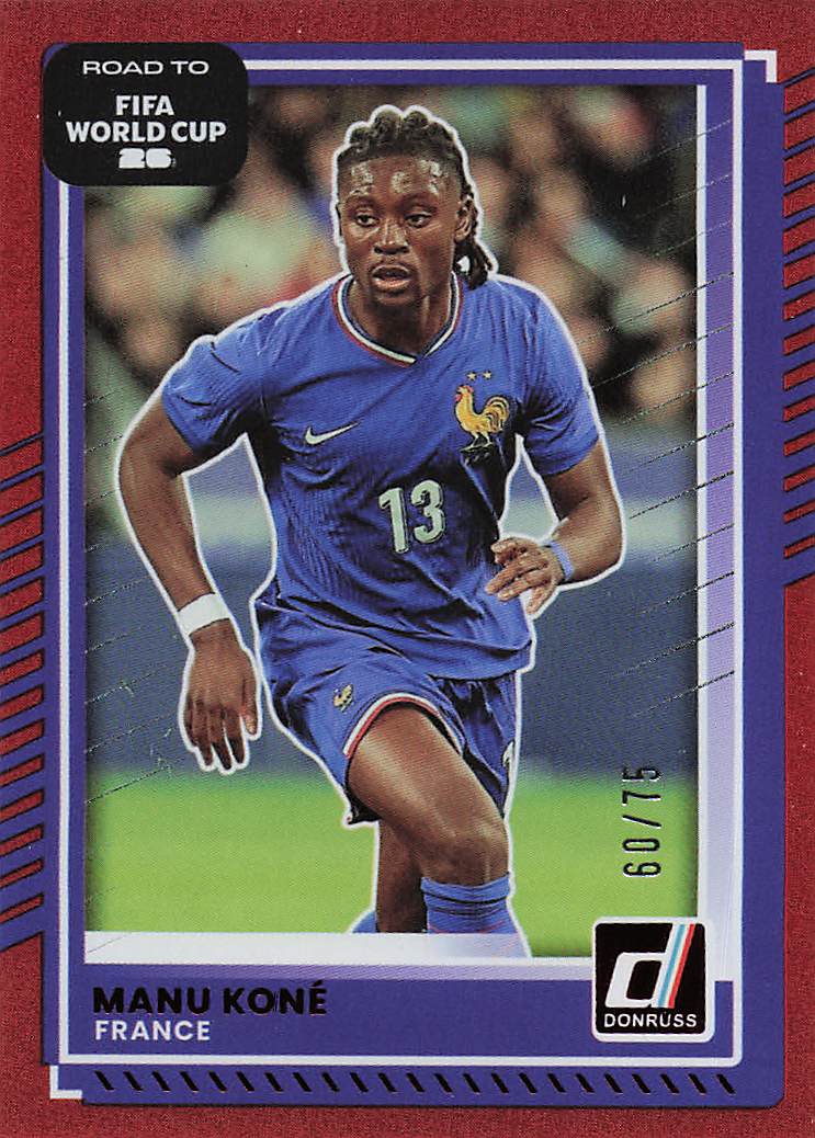 2025-26 Donruss Road to FIFA World Cup Soccer Red 60/75 Manu Kone #136