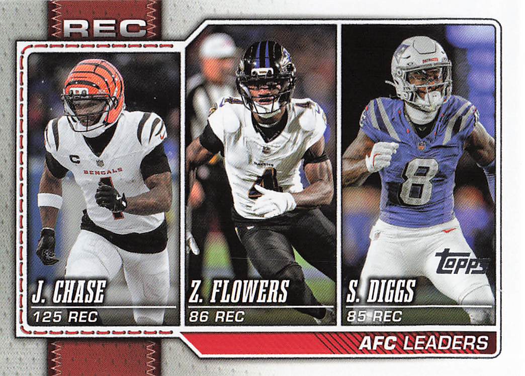 2026 Topps Flagship Football AFC Receiving Leaders Diggs / Chase / Flowers #284