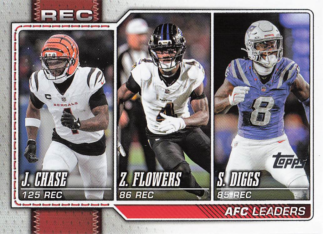2026 Topps Flagship Football AFC Receiving Leaders Diggs / Chase / Flowers #284