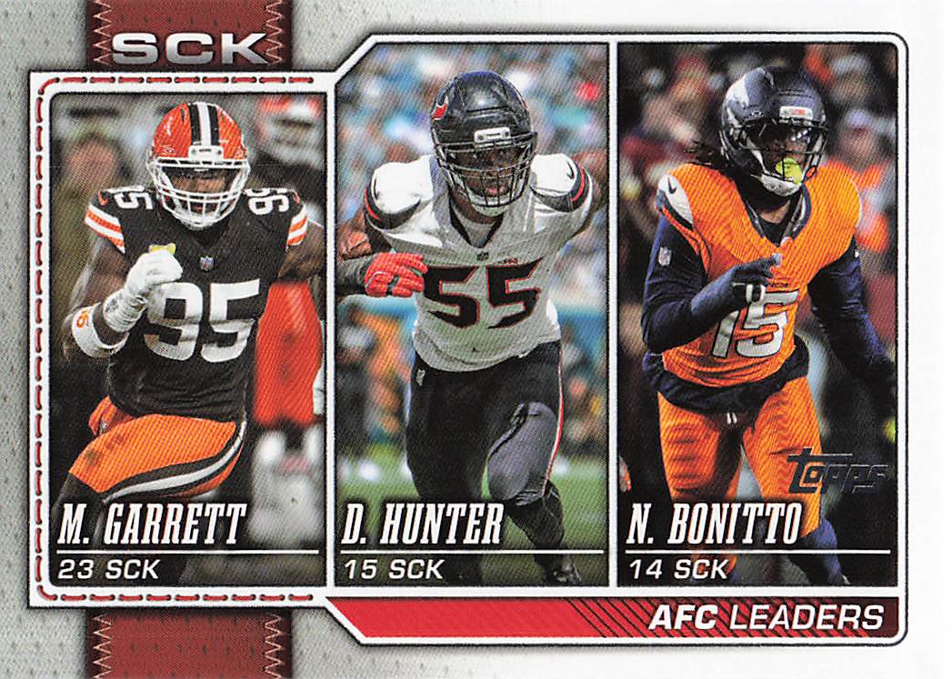 2026 Topps Flagship Football AFC Sack Leaders Bonitto / Hunter / Garrett #288