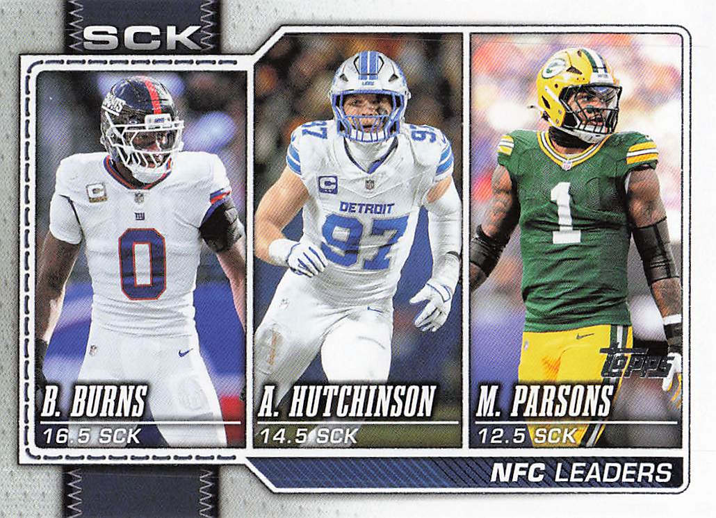 2026 Topps Flagship Football NFC Sack Leader Hutchinson / Burns / Parsons #287