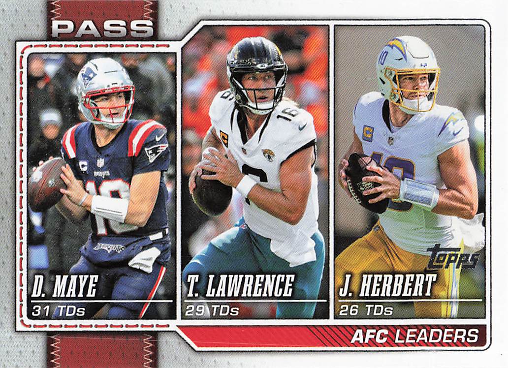 2026 Topps Flagship Football AFC Passing Leaders Lawrence / Maye / Herbert #282