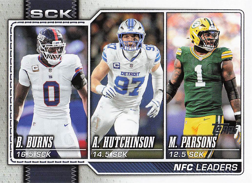 2026 Topps Flagship Football NFC Sack Leaders Hutchinson / Burns / Parsons #287