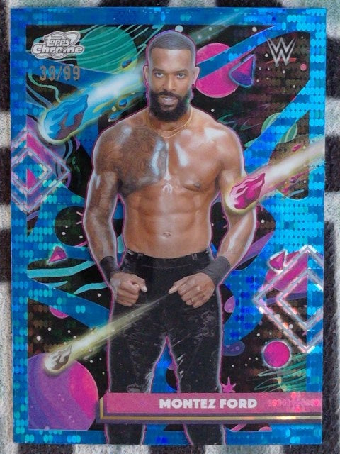 2026 Topps Chrome Cosmic WWE Wrestling Blue Moon Refractor 39/99 Montez Ford #37