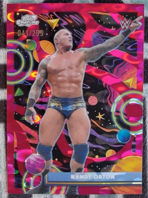 2026 Chrome Cosmic WWE Magenta Cosmos Refractor 041/299 Randy Orton #125