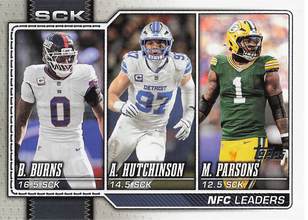 2026 Topps Flagship Football NFC Sack Leaders Hutchinson / Burns / Parsons #287