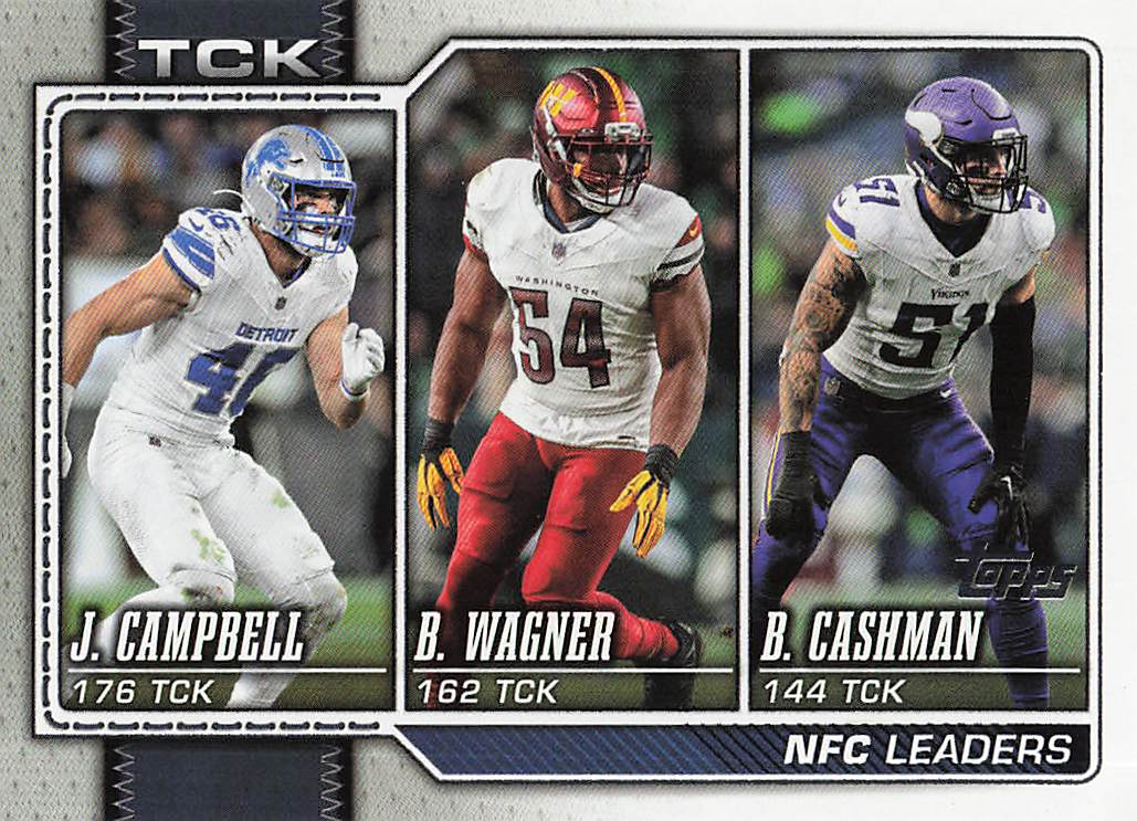 2026 Topps Flagship Football NFC Tackle Leaders Wagner / Cashman / Campbell #289