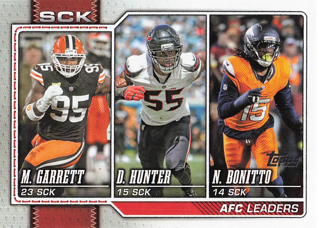 2026 Topps Flagship Football AFC Sack Leaders Bonitto / Hunter / Garrett #288