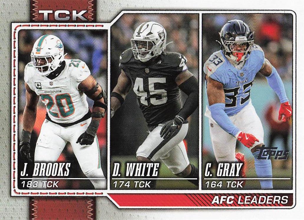 2026 Topps Flagship Football AFC Tackle Leaders White / Brooks / Gray #290