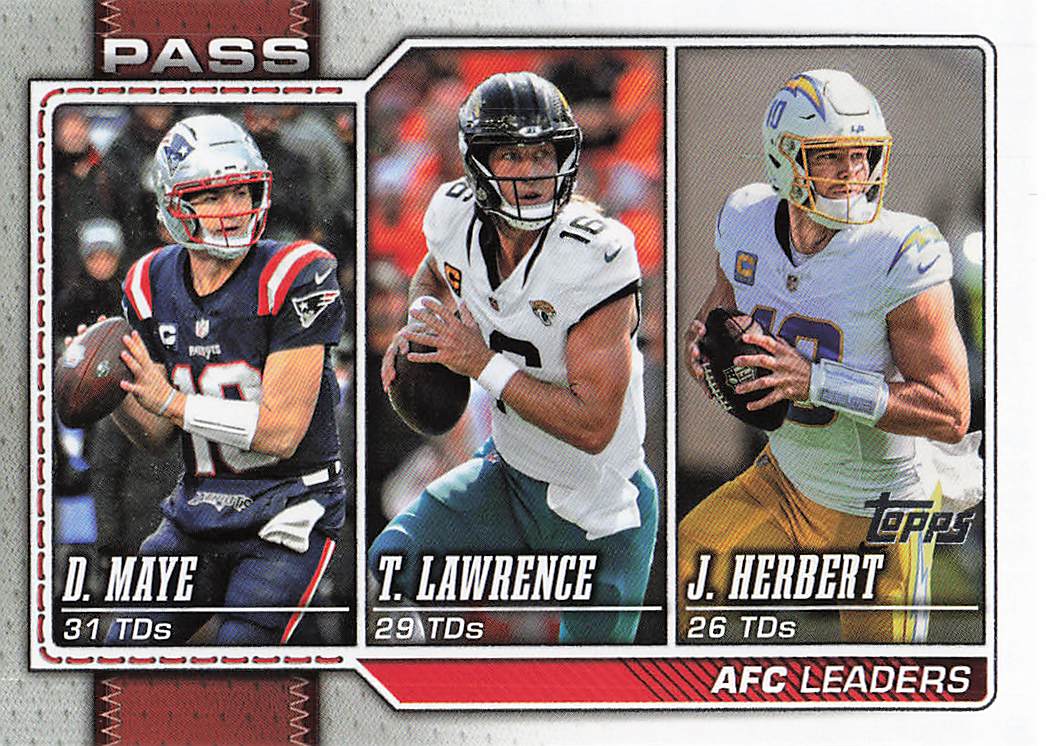 2026 Topps Flagship Football AFC Passing Leaders Lawrence / Maye / Herbert #282
