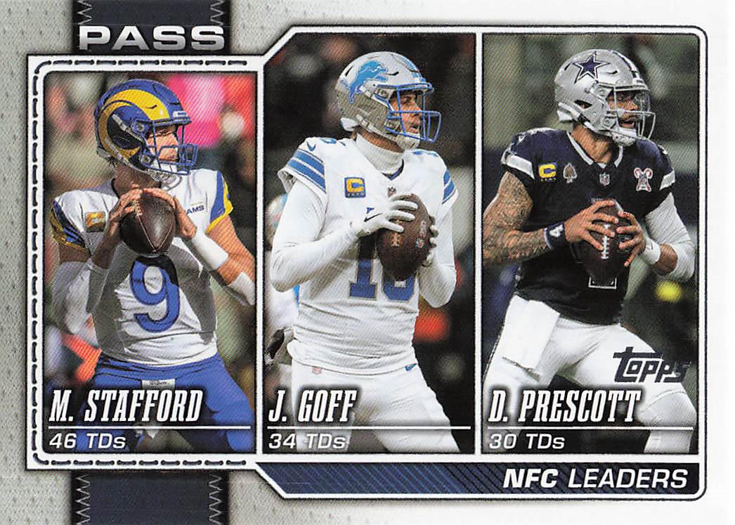 2026 Topps Flagship Football NFC Passing Leaders Stafford / Prescott / Goff #281