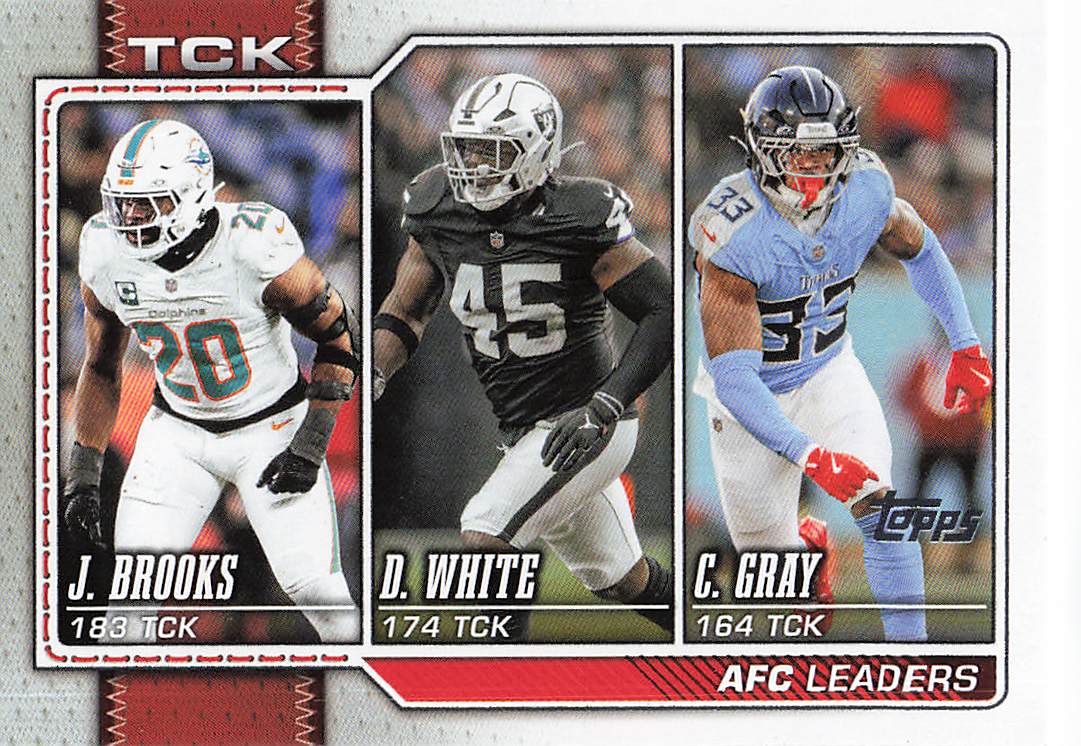 2026 Topps Flagship Football AFC Tackle Leaders White / Brooks / Gray #290