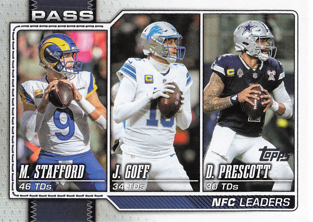 2026 Topps Flagship Football NFC Passing Leaders Stafford / Prescott / Goff #281