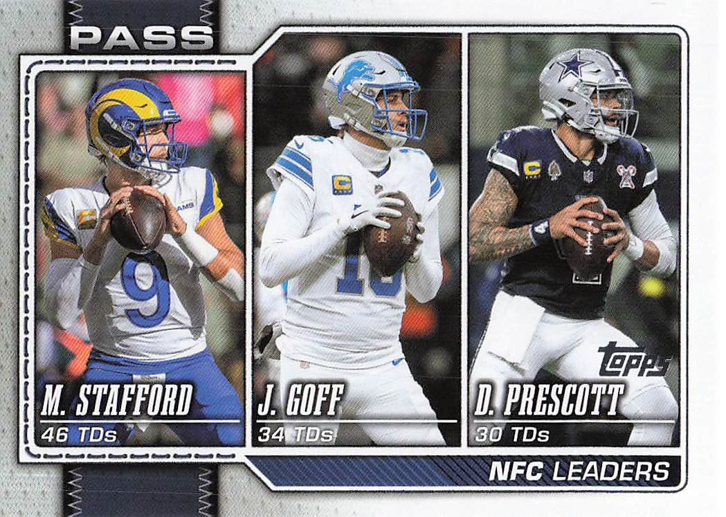 2026 Topps Flagship Football NFC Passing Leaders Stafford / Prescott / Goff #281