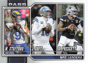 2026 Topps Flagship Football NFC Passing Leaders Stafford / Prescott / Goff #281