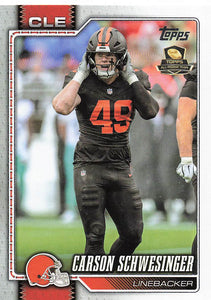 2026 Topps Flagship Football Carson Schwesinger #45