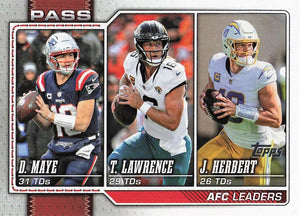2026 Topps Flagship Football AFC Passing Leaders Lawrence / Maye / Herbert #282