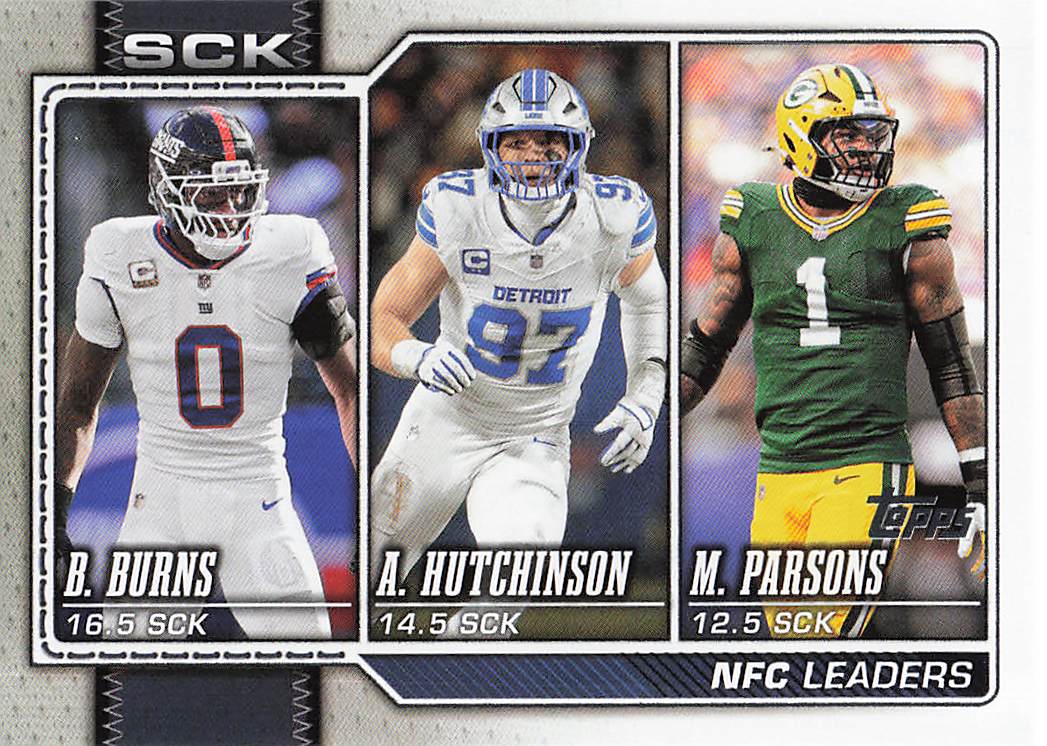 2026 Topps Flagship Football NFC Sack Leaders Hutchinson / Burns / Parsons #287