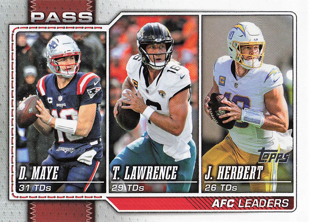 2026 Topps Flagship Football AFC Passing Leaders Lawrence / Maye / Herbert #282